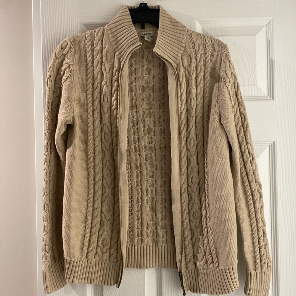 LL Bean ladies cable knit zip up sweater